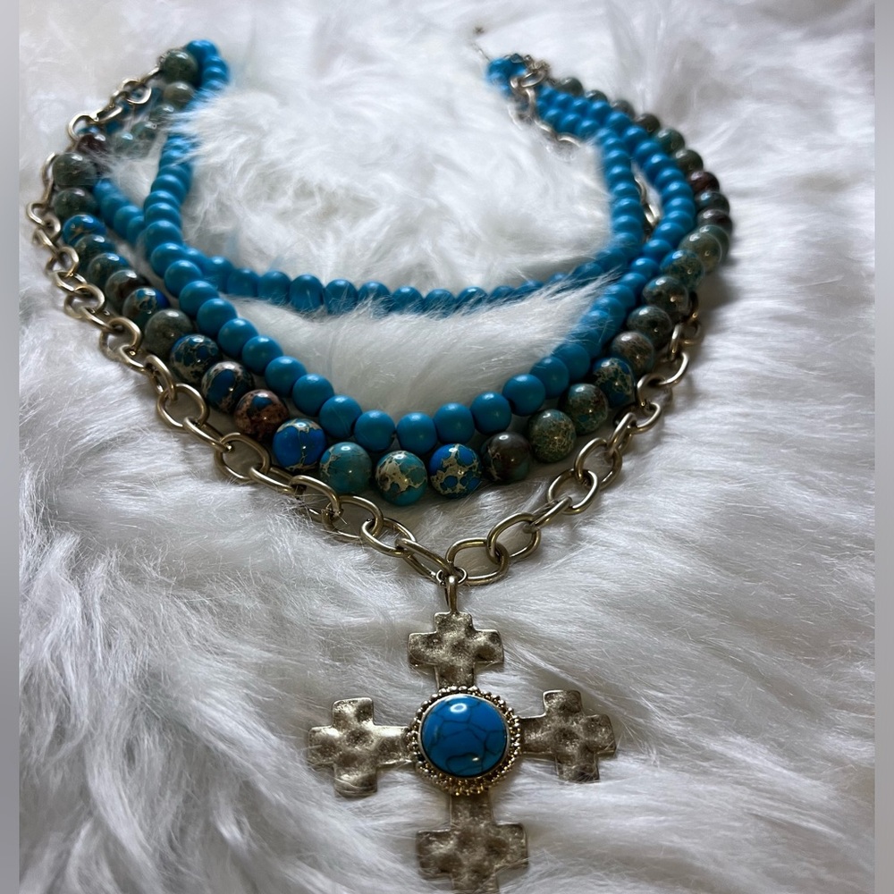 Womens turquoise color neckless.
